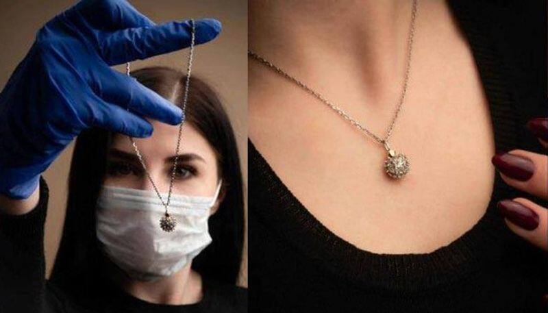 corona virus shaped pendant by Russian jewellers
