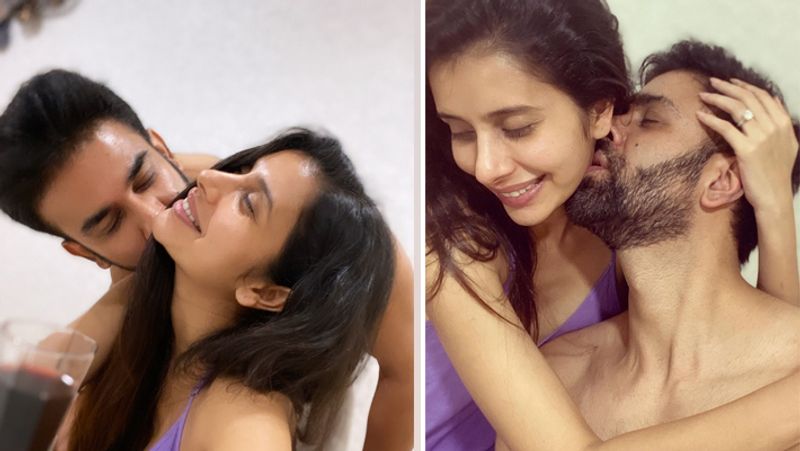सोशल मीडिया पर शेयर की गई फोटोज में राजीव सेन पत्नी चारू असोपा के साथ घर में रोमांटिक होते नजर आ रहे हैं। इन तस्वीरों में जहां राजीव शर्टलेस हैं वहीं, चारू नाइट शूट में हैं।
