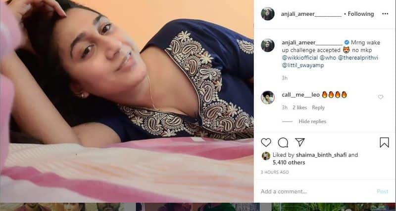 anjali ameer shared without makeup challenge in instagram