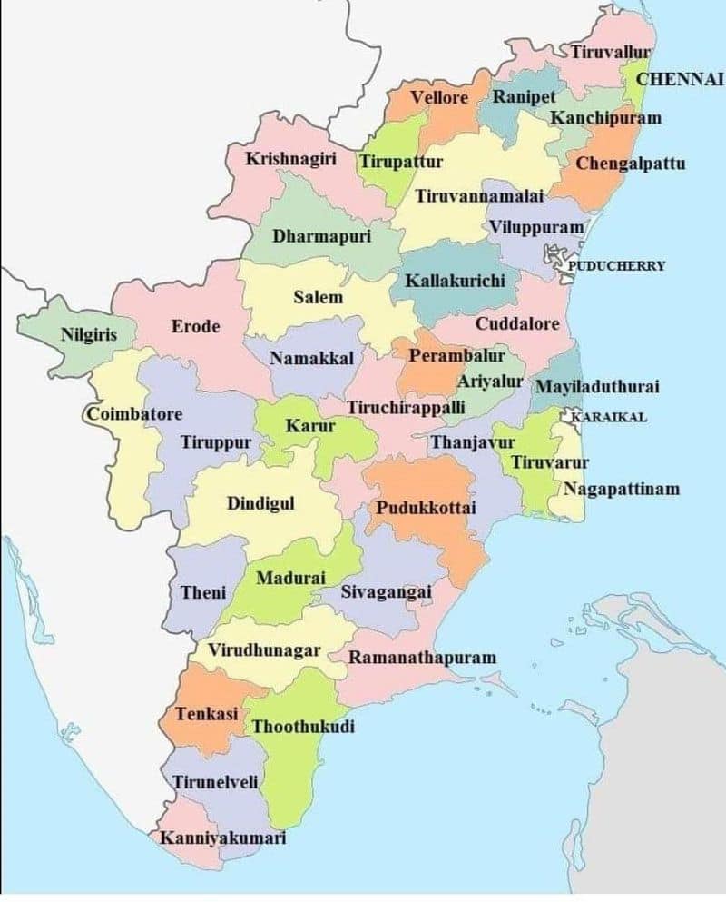 new map of tamilnadu with new districts was released