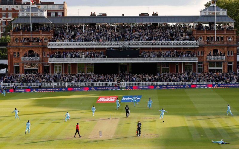Shortlisted: Andrew Boyers (Action Images/Reuters). England players, fans and MCC Members in the Pavilion celebrate England winning the ICC Men’s Cricket World Cup Final at Lord’s. July 14, 2019, London, England. Photo courtesy: MCC.
