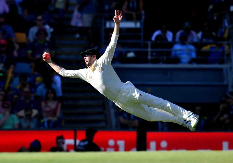 Shortlisted: Darren England (Australia Associated Press). Kurtis Patterson of Australia is seen diving to take a catch to dismiss Dilruwan Perera of Sri Lanka off the bowling of Pat Cummins on Day 3 of the first Test between Australia and Sri Lanka at The Gabba. January 26, 2019, Brisbane, Australia. Photo courtesy: MCC.
