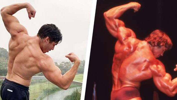 joseph, love child of arnold Schwarzenegger, follows suit and recreates dads famous pose joseph, love child of arnold Schwarzenegger, follows suit and recreates dads famous pose