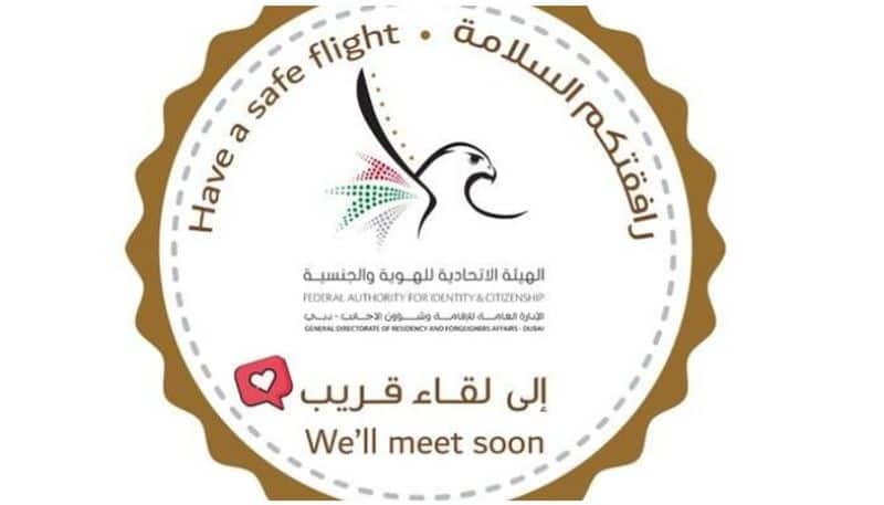 Special farewell sticker for foreigners departing the UAE coronavirus covid 19