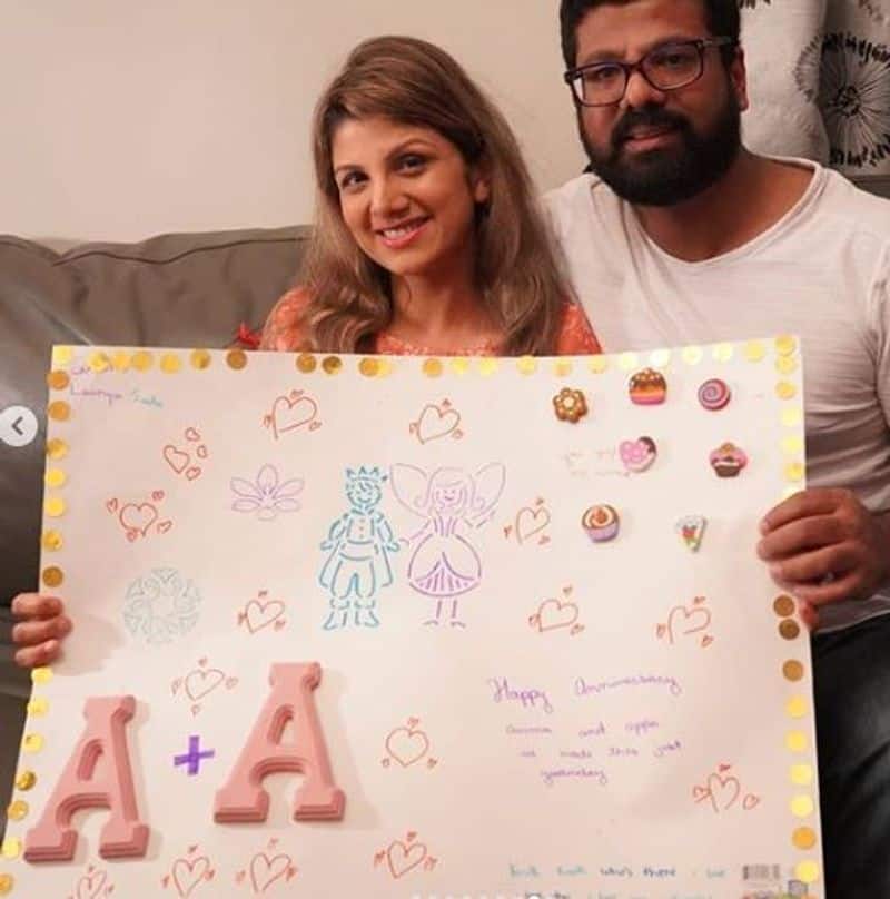 actress ramba celebrate 10 year marriage anniversary with family