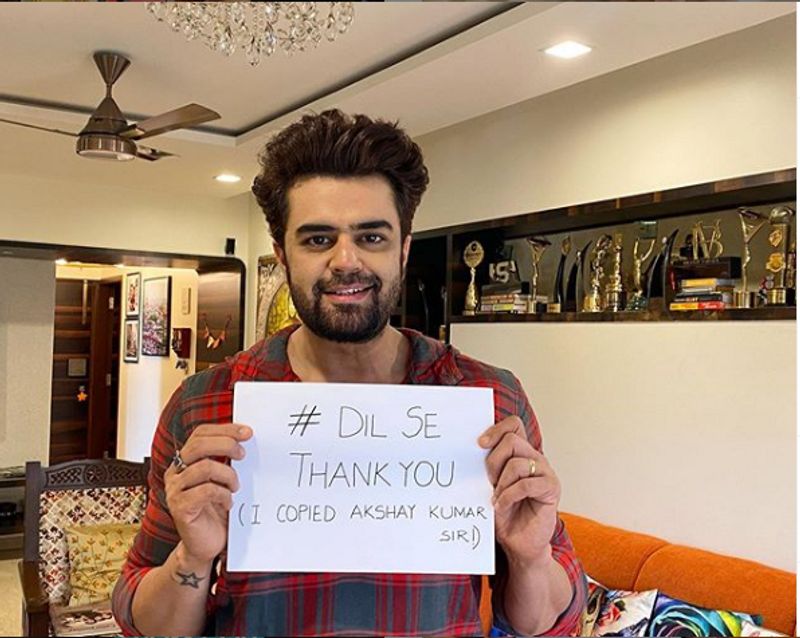 The king of the stage Maniesh Paul took to his Instagram handle to upload a picture ans stated, “#Dilsethankyou to all the people who are still working in this crisis period and making our life a little easier”.