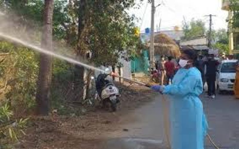 Health Workers Fear about Coronavirus MLA Roja Spray Disinfectant to Nagari Area