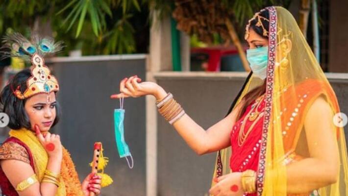 Tanvi raveendran s photo shoot as lord krishna and radha Tanvi raveendran s photo shoot as lord krishna and radha