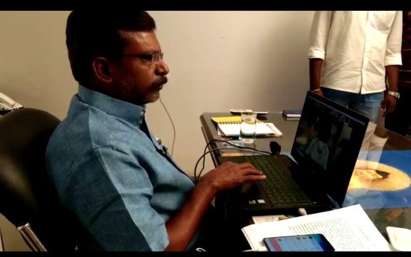 vck party leader thirumavalavan participating  dmk all party meeting through video conference