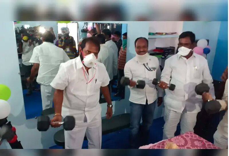 Telangana minister srinivas Goud defies lockdown and inaugurates gym in mahabubnagar