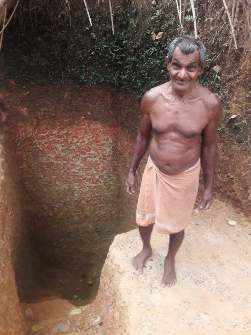 Cancer patient dig a well with help of wife daughter during lockdown in kasaragod