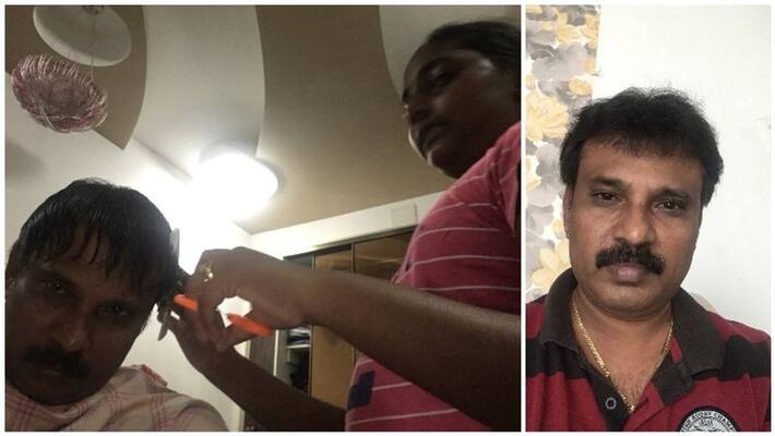 director perarasu daughter cut the hair for her father photo goes viral director perarasu daughter cut the hair for her father photo goes viral