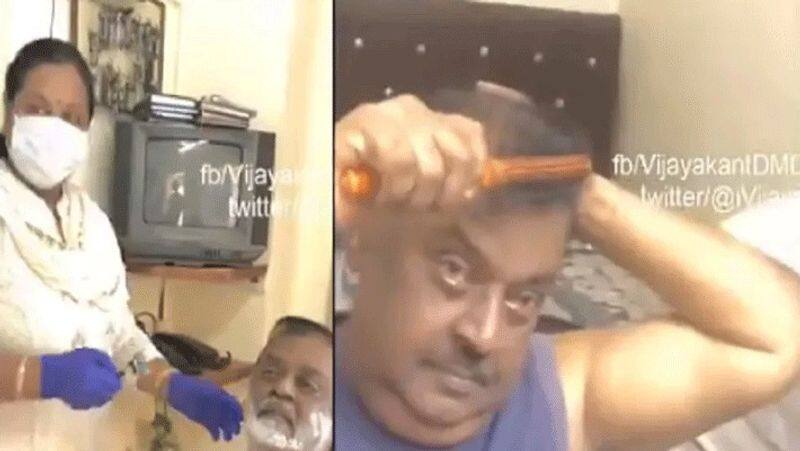 lockdown... Hair cutting, Shave vijayakanth shares new viral video