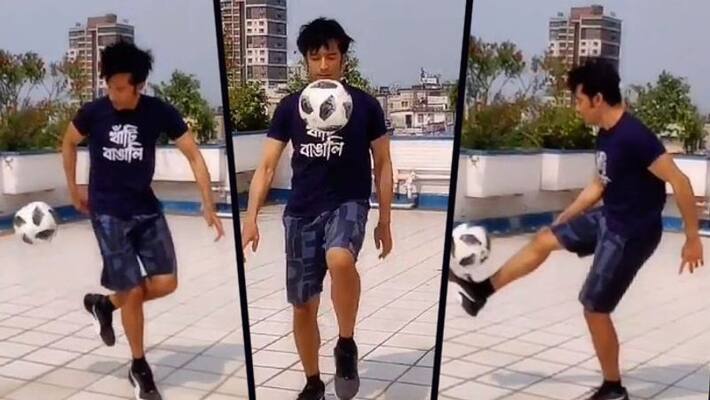 Tota roy choudhury playing football video goes viral Tota roy choudhury playing football video goes viral