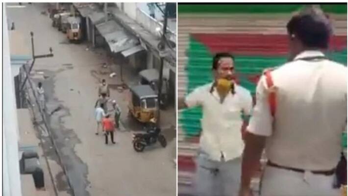 police thrash autorickshaw driver as lockdown gets stricter police thrash autorickshaw driver as lockdown gets stricter