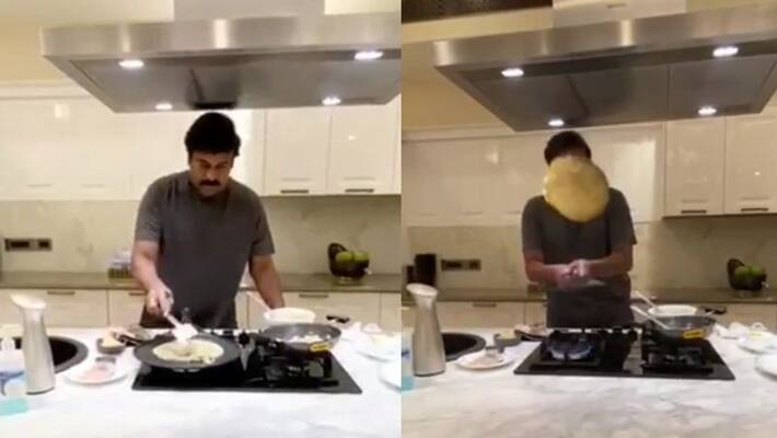 actor chiranjeevi shares video of his cooking experiment actor chiranjeevi shares video of his cooking experiment