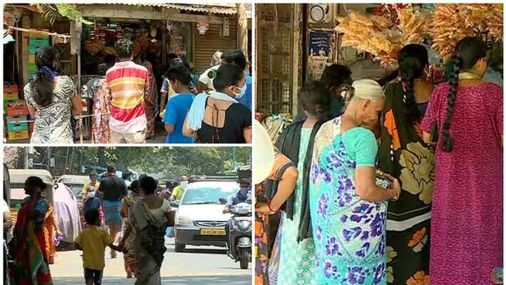 covid lockdown: People queue at a market in Chennai to buy essentials covid lockdown: People queue at a market in Chennai to buy essentials