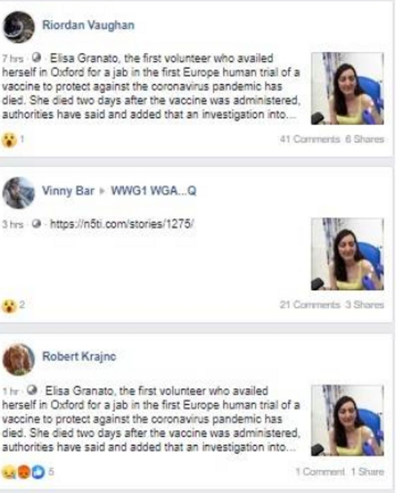 क्या दावा किया जा रहा है?
हूबहू यही कहानी एक अन्य वेबसाइट “The Nigerian News ” ने भी छापा है। फेसबुक पर तमाम लोगों ने इस गलत सूचना को शेयर किया है। ट्विटर यूजर “Simon Jaysek ” ने “News NT” का आर्टिकल शेयर करते हुए लिखा, “कोरोना वायरस की वैक्सीन ट्रायल के लिए पहले स्वयंसेवक की मौत हो गई है।”