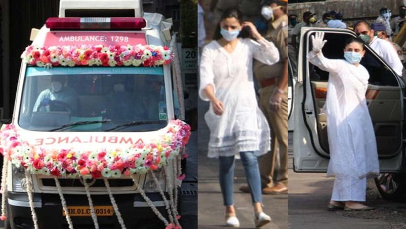 ऋषि कपूर के अंतिम संस्कार में आलिया भट्ट और करीना कपूर।
