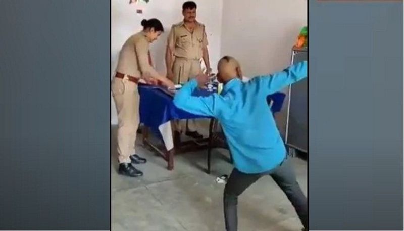 Punishment for breaking lockdown, dance on Sapna Chaudhary song in police station, video viral asa