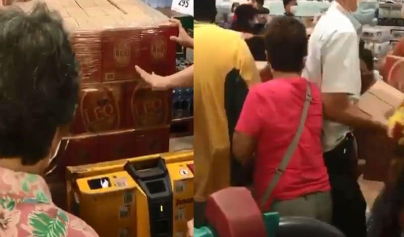 Not only in India, in thailand too there is a fight for liquor, looting started in the shop when the beer box opened kph