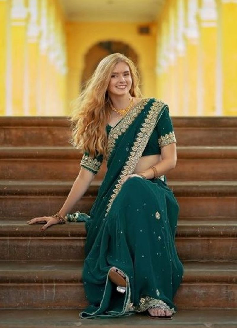 Her Instagram account has her dressed in beautiful and bright colours as she rocks the Indian attire with confidence and beauty. She proudly calls India her second home.