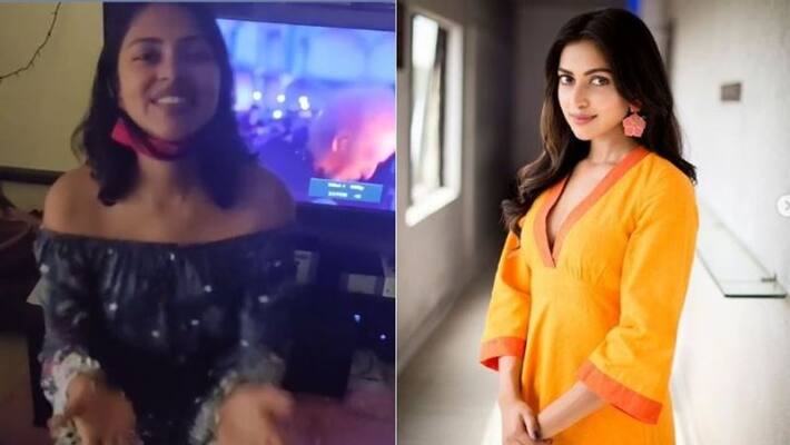 south indian actress amala paul watching her brothers birthday party on mobile south indian actress amala paul watching her brothers birthday party on mobile