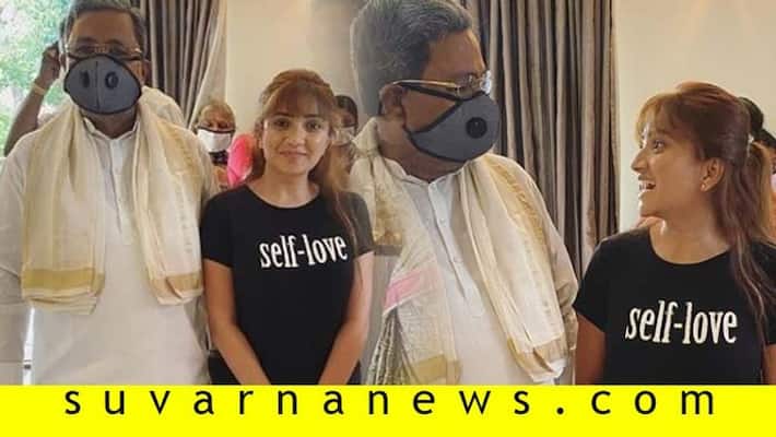 Kannada actress Karunya ram trolled for not wearing mask next to Ex CM of Karnataka Kannada actress Karunya ram trolled for not wearing mask next to Ex CM of Karnataka