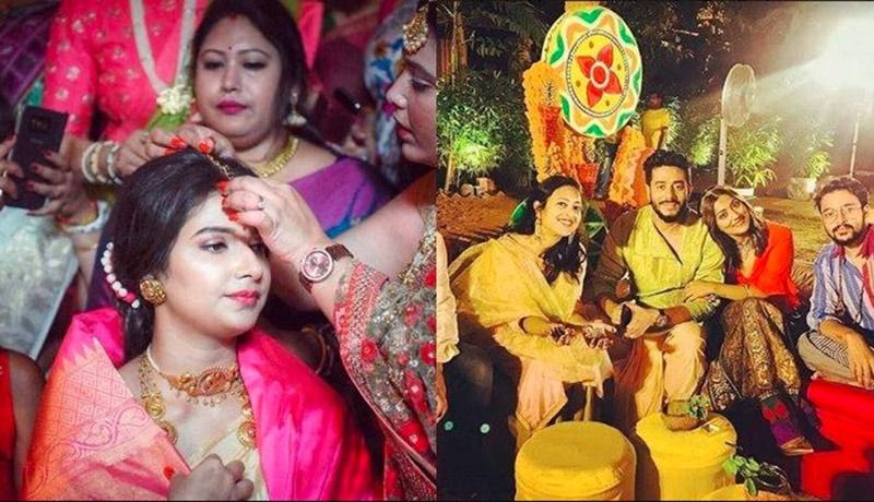 গায়ে হলুদে শুভশ্রীর অট্টোহাসি, অন্যদিকে মেহেন্দিতে রাজের নাচ, আবার আইবুড়োভাতের সকালে রাজ-শুভশ্রীর ক্যানডিড মুহূর্ত।