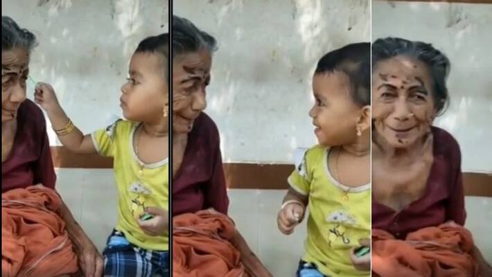 sweet video of granny and girl child sweet video of granny and girl child