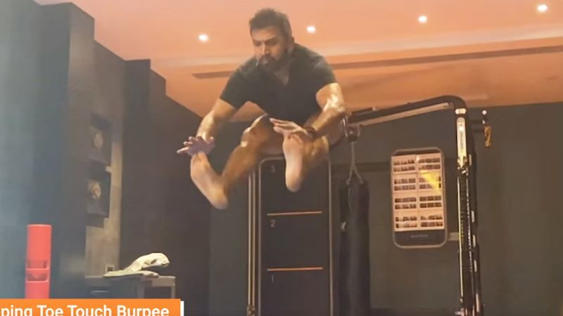 Known for his toned physique, the actor shared a glimpse of his home workout, overhead burpee, jumping toe touch burpee and superman burpee.
