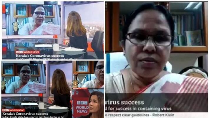 K K Shailaja Teacher takes part in BBC discussion over Kerala model in Covid 19 fight K K Shailaja Teacher takes part in BBC discussion over Kerala model in Covid 19 fight
