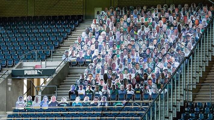 Germany started football at a fans cutout in empty stadium Germany started football at a fans cutout in empty stadium
