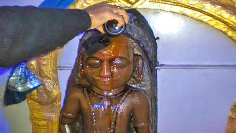 शनिदेव का अभिषेक सरसों के तेल से करें व 108 दीपकों से आरती करें।