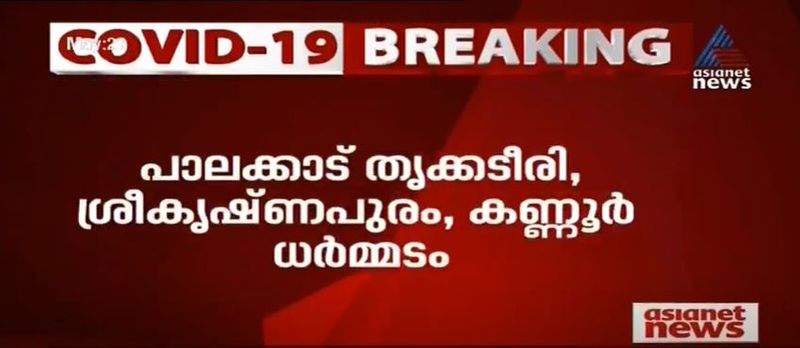 പാലക്കാട് ജില്ലയിലെ തൃക്കടീരി, ശ്രീകൃഷ്ണപുരം, കണ്ണൂര് ജില്ലയിലെ ധര്മ്മടം എന്നിവയാണ് പുതിയ ഹോട്ട് സ്പോട്ടുകള്.
