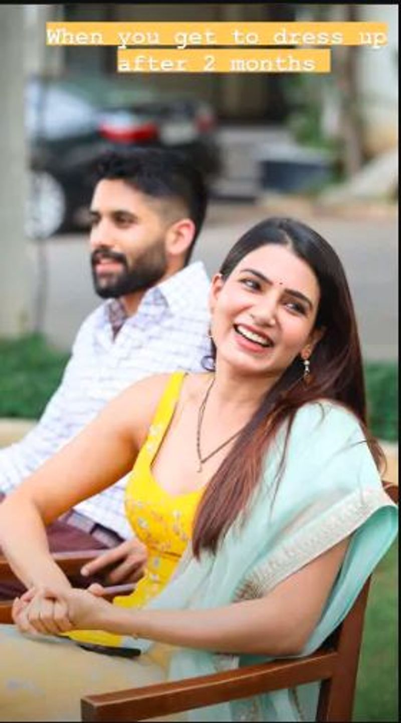 Yesterday, Samantha and Naga Chaitanya attended the roka ceremony of Rana Daggubati and Miheeka Bajaj. Samantha chose to wear an ethnic yellow salwar kameez as she glowed in the sun. Naga Chaitanya opted for a checkered shirt and trousers and complimented his wife every bit.