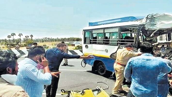 Migrant Workers Bus Accident At guntur Migrant Workers Bus Accident At guntur