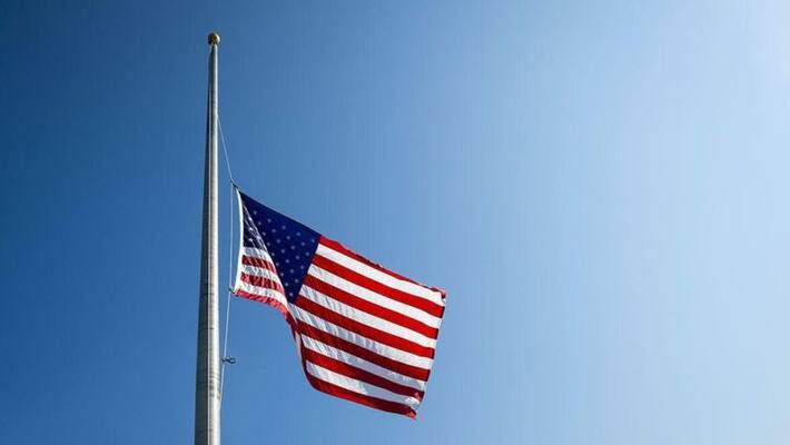 american president trump announce national flag in half pole american president trump announce national flag in half pole