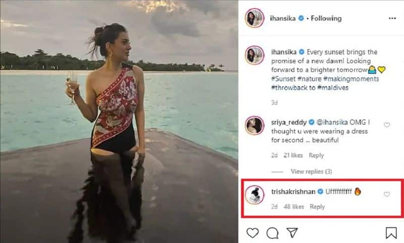 Actress Kushboo and Trisha Comment Hansika Motwani Hot Bikini Photo