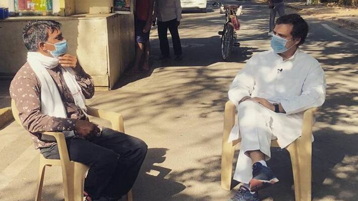 rahul gandhi meets taxi driver in delhi amid Coronavirus lockdown in India kps rahul gandhi meets taxi driver in delhi amid Coronavirus lockdown in India kps