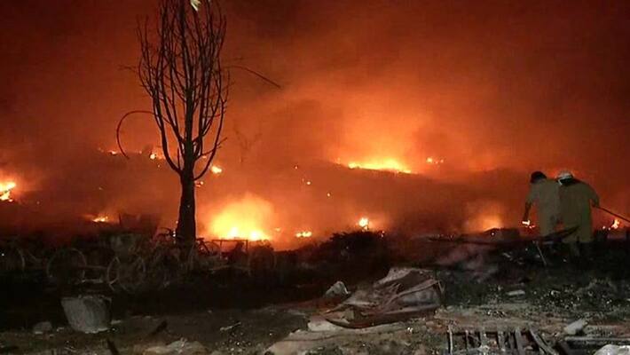 Delhi A fire has broken out at Tughlakabad slums No casualty reported so far kps Delhi A fire has broken out at Tughlakabad slums No casualty reported so far kps