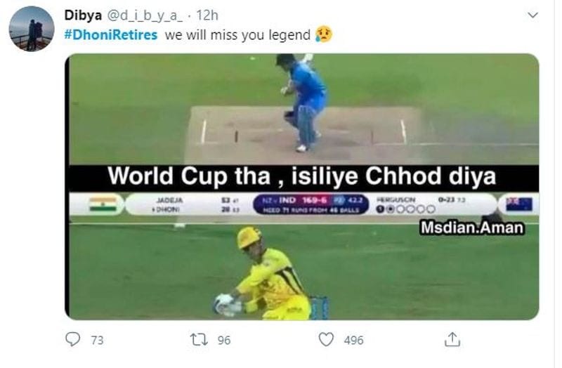 "Miss you, Dhoni" was this fan's message.