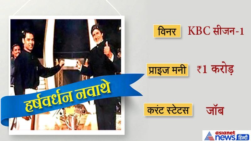 2000 में KBC के फर्स्ट विनर बने हर्षवर्धन नवाथे एक मिडल क्लास फैमिली से बिलॉन्ग करते हैं। जब हर्षवर्धन ने इस शो में पार्टिसिपेट किया था, तो उनकी उम्र 27 साल थी और वो सिविल सर्विसेज की तैयारी कर रहे थे। KBC विनर बनने के बाद उन्होंने कॉम्पिटीशन की तैयारी छोड़कर UK की यूनिवर्सिटी से MBA किया। अब हर्षवर्धन की शादी हो चुकी है और उनके दो बच्चे हैं। इन दिनों हर्षवर्धन महिंद्रा एंड महिंद्रा कंपनी में जॉब कर रहे हैं।