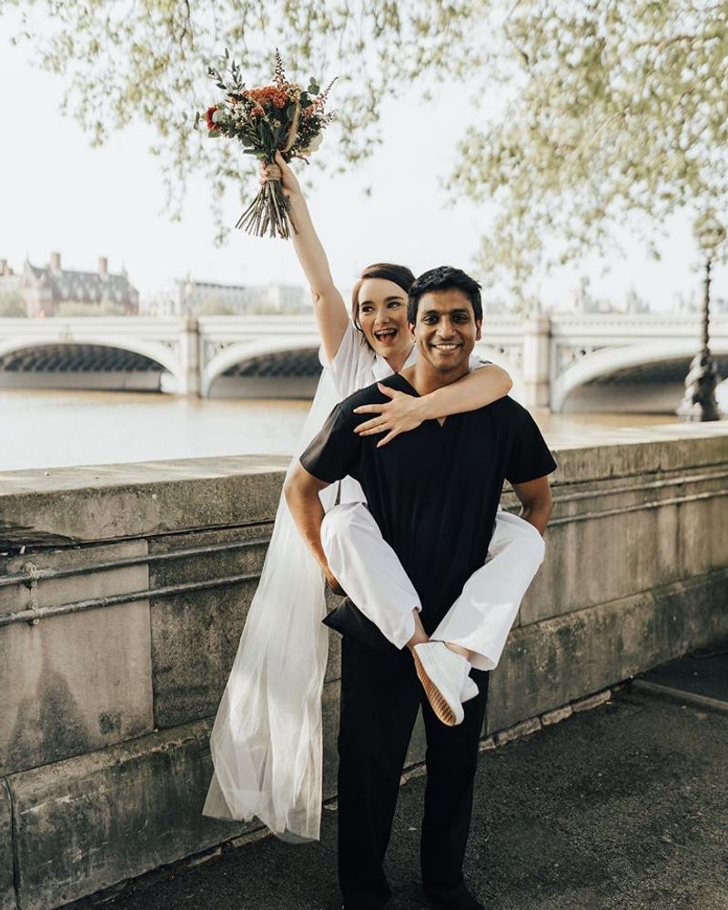 The wedding ceremony was live streamed to close friends and relatives. “It was nice being just us, it felt very intimate. One of our witnesses live streamed the service so our friends and family could watch," said Jann, who works as an ambulatory emergency nurse.