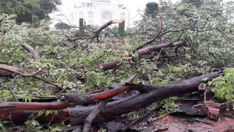 Agra Taj Mahal marble railing damaged during thunderstorm