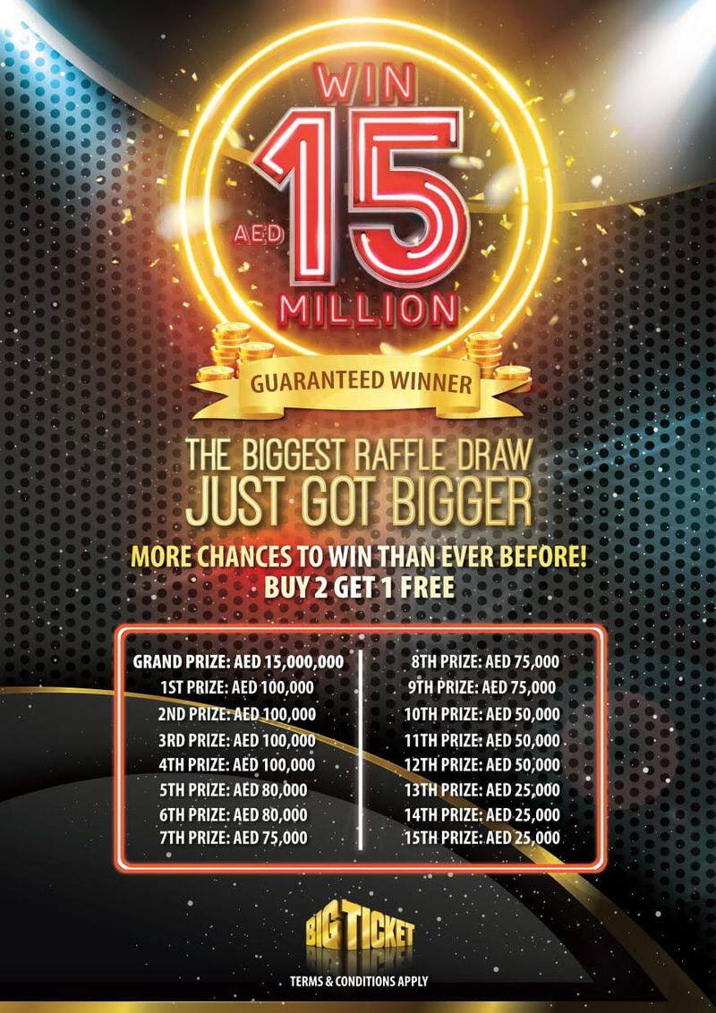 Big Ticket gives chance to win AED  15 million and prizes for 15 other winners