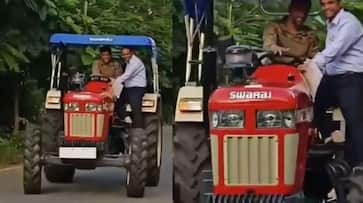 watch ms dhoni drives newest beast tractor