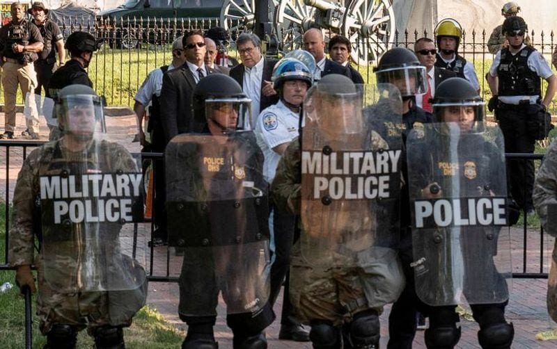 huge military force to suppress protest