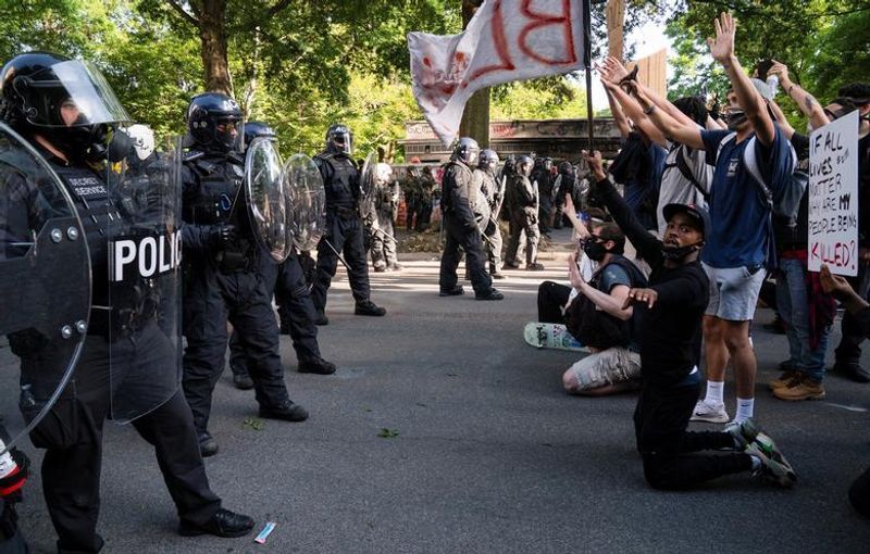huge military force to suppress protest