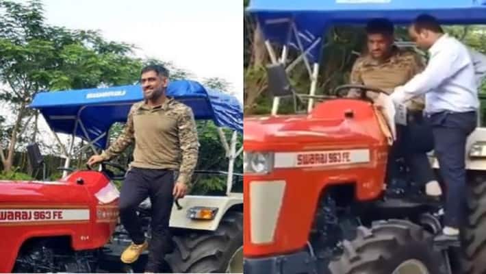 Now Dhoni rides this vehicle, not a bike or a car, tweeted video Now Dhoni rides this vehicle, not a bike or a car, tweeted video